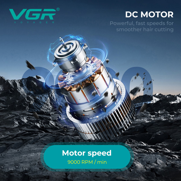 Тример акумуляторний 4 насадки 2000 mAh 5 швидкостей LED дисплей чорний 9000 RPM VGR V-299