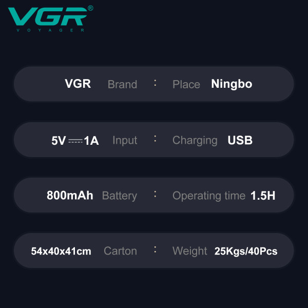 Електробритва шейвер подвійне лезо 2 насадки триммер LED дисплей VGR V-337