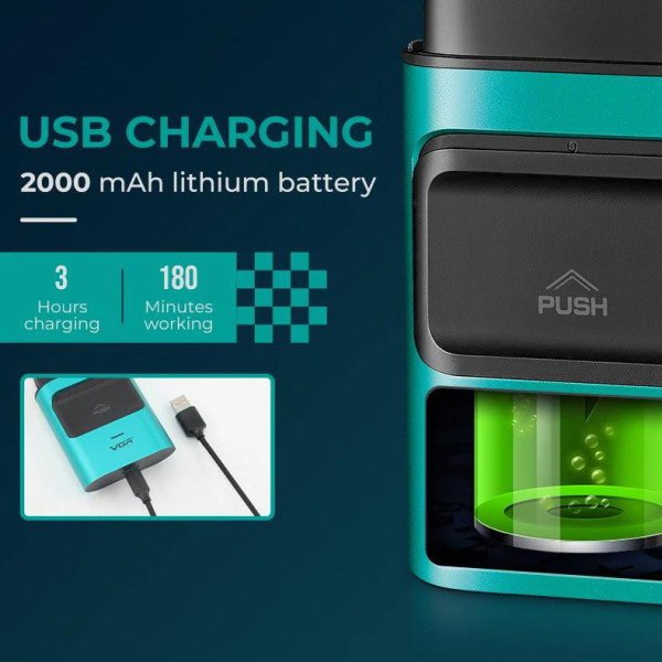 Електробритва шейвер подвійне лезо 2000 мАг 9000 RPM Green VGR V-307