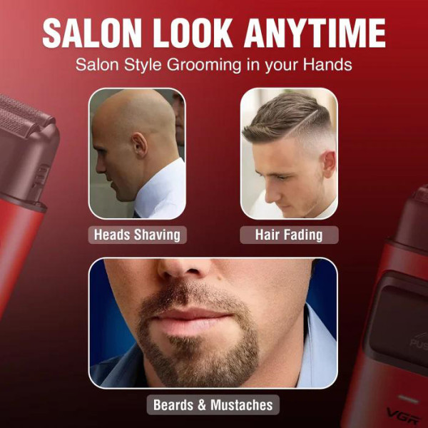 Електробритва шейвер подвійне лезо 2000 мАг 9000 RPM Red VGR V-307