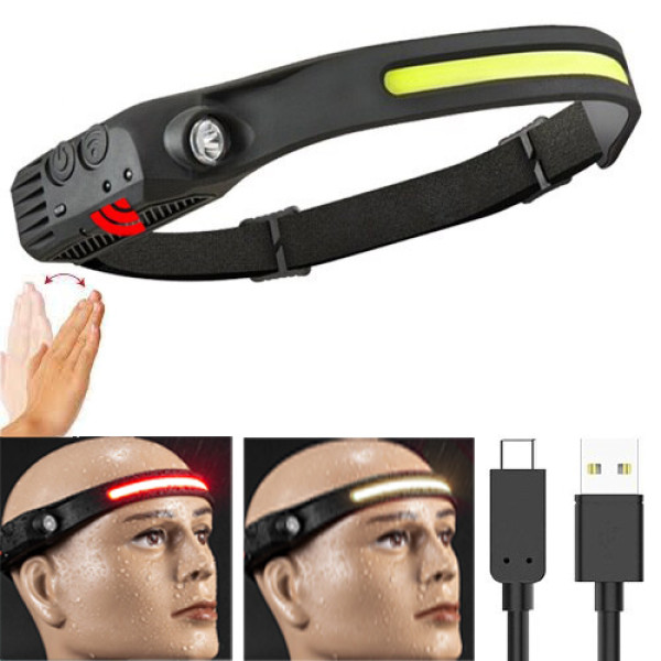 Ліхтар налобний BL-W689/5808А-LM+COB(white+red), Motion Sensor, Li-Ion аккум., ЗУ Type-C, Box