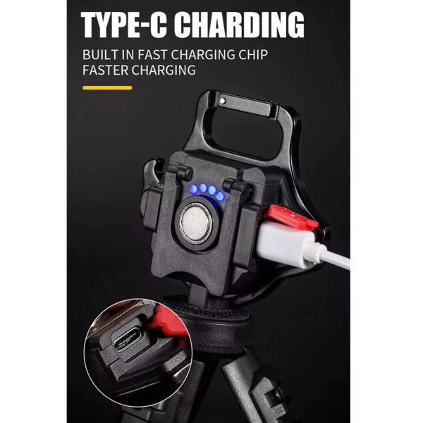 Ліхтар Li-Ion Type-C акумулятор магніт карабін MULTIFUNCTIONAL W5133-COB