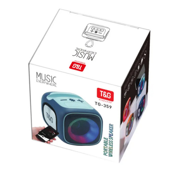 Bluetooth колонка радіо speakerphone RGB підсвічування синє TG359