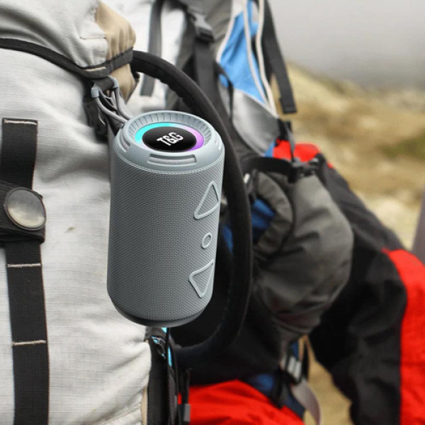 Bluetooth колонка радіо speakerphone RGB підсвічування сіре TG656