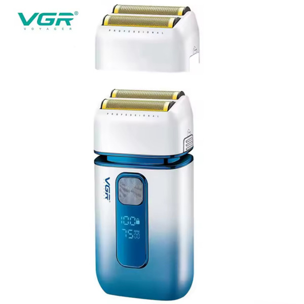 Електробритва шейвер подвійне лезо триммер IPX6 LED дисплей White VGR V-362