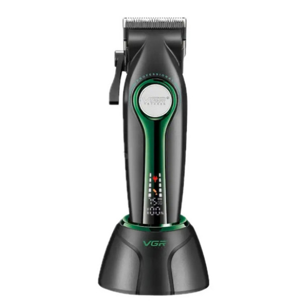 Машинка для стрижки акумуляторна 8 насадок 6500 RPM 2000 mAh LED дисплей синя VGR V-013
