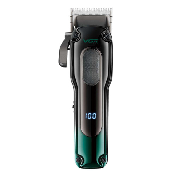 Аккумуляторная машинка для стрижки (clipper) VGR V-013 GREEN, 8 насадок, 6500 RPM, 2000 mAh, LED display