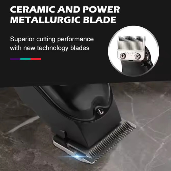 Машинка для стрижки акумуляторна 4 насадки 7000 RPM 2500 mAh LED дисплей чорна VGR V-138