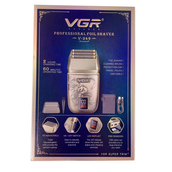 Электробритва VGR V-349 шейвер, тройное лезвие, IPX6, LED Display