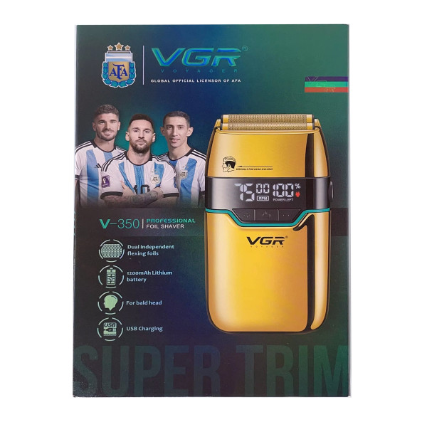 Електробритва шейвер подвійне лезо 2 насадки LED дисплей Gold VGR V-350