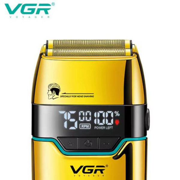 Електробритва шейвер подвійне лезо 2 насадки LED дисплей Gold VGR V-350