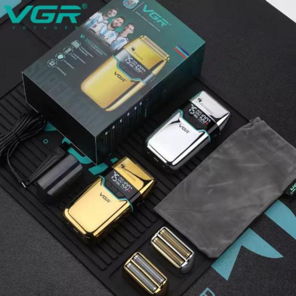 Електробритва шейвер подвійне лезо 2 насадки LED дисплей Gold VGR V-350
