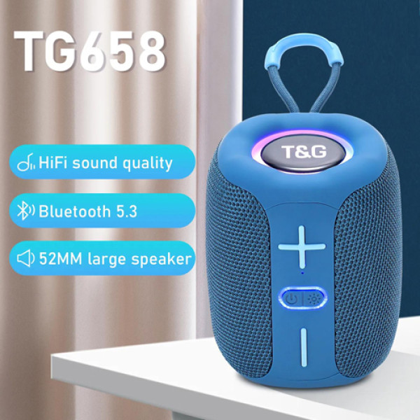 Bluetooth колонка радіо speakerphone RGB підсвічування синє TG658