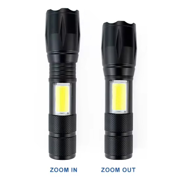 Фонарь C609-T6(red)+COB(white), Li-Ion аккум., ЗУ microUSB, zoom, Box