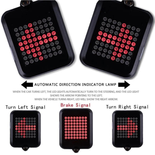 Велоліхтар з автоматичним покажчиком поворотів червоний жовтий лазер водонепроникний ЗУ microUSB Li-Ion акумулятор AQY-0100