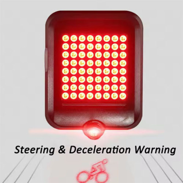 Велоліхтар з автоматичним покажчиком поворотів червоний жовтий лазер водонепроникний ЗУ microUSB Li-Ion акумулятор AQY-0100