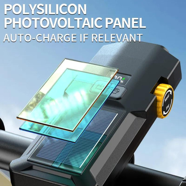 Велофонарь X17-30W+2LED(red), солнечная батарея, IP65, Li-Ion аккум., ЗУ Type-C