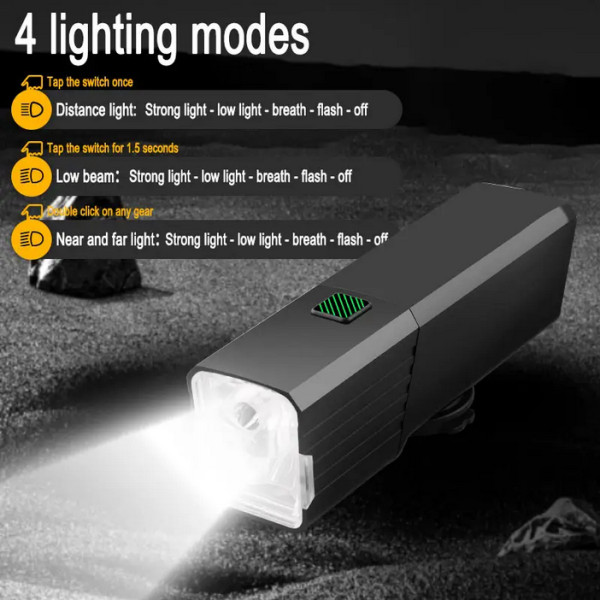 Велоліхтар індикація заряду водонепроникний Li-Ion акумулятор ЗУ Type-C BL-2024-4-XPG