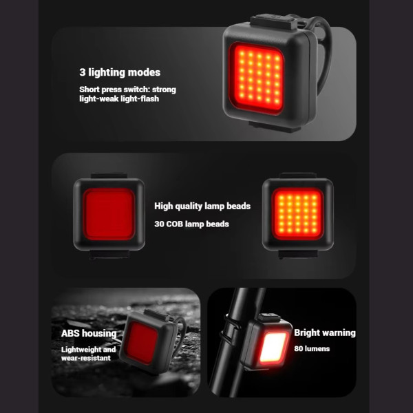 Велокомплект ліхтар + STOP водонепроникний Li-Ion акумулятор ЗУ Type-C FT-3028-COB