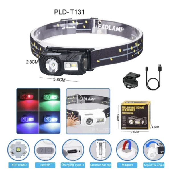 Ліхтар Li-Ion акум Type-C датчик руху магніт кліпсу T131-XPE+3SMD