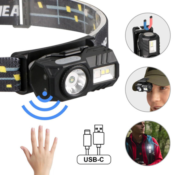 Ліхтар Li-Ion акум Type-C датчик руху магніт кліпсу T131-XPE+3SMD