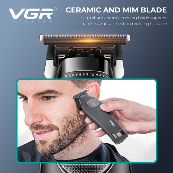 Тример акумуляторний 4 насадки док-станція MIM лезо чорний VGR V-880T