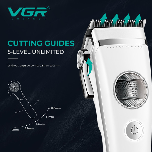 Машинка для стрижки акумуляторна 9000 RPM LED дисплей золотиста VGR V-886C