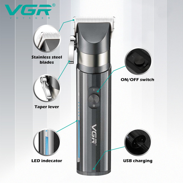 Машинка для стрижки акумуляторна 4 насадки VGR V-690