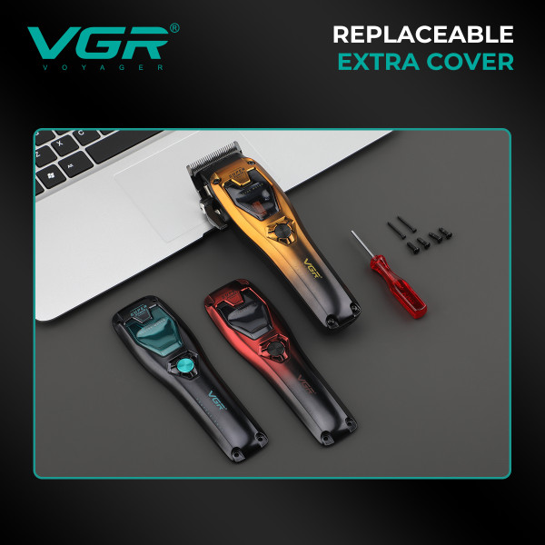 Машинка для стрижки акумуляторна 4 насадки LED дисплей VGR V-671