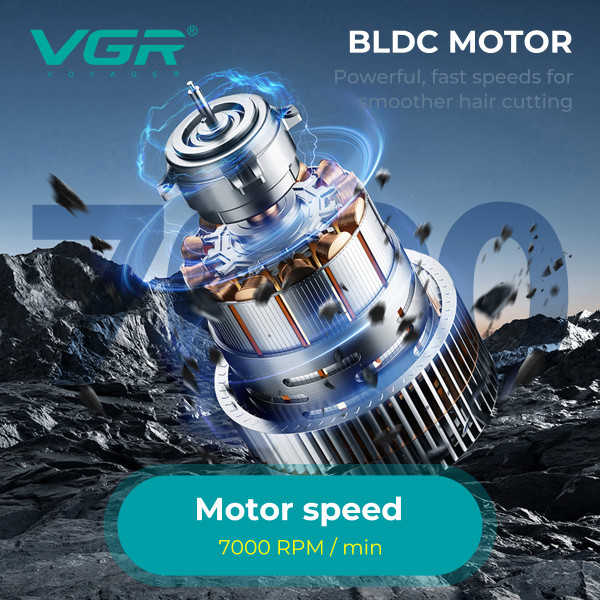 Машинка для стрижки акумуляторна 6 насадок 7000 RPM LED дисплей зелена VGR V-662