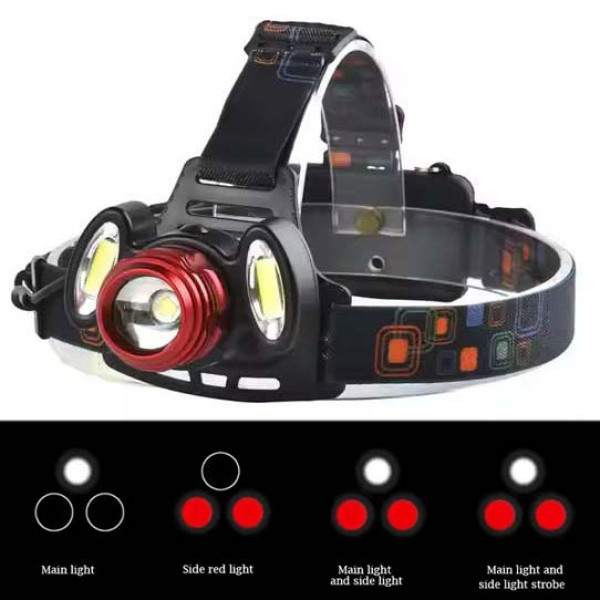 Ліхтар 2x18650 red COB zoom ЗУ microUSB Box Police 2117-T6+2COB