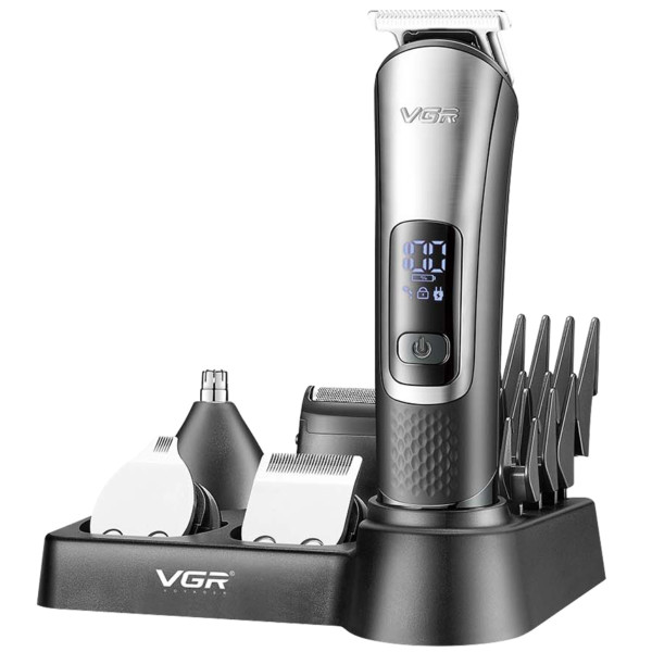 Набір для стриження VGR 5 в 1 V-111, 9 насадок, LED display