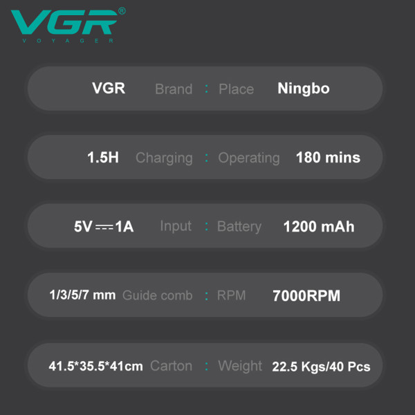 Тример акумуляторний 4 насадки LED дисплей VGR V-296