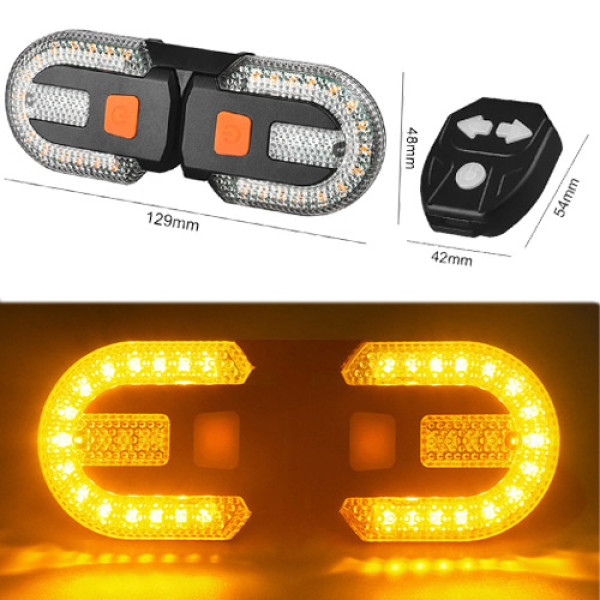 Велоліхтар стоп жовтий Li-Ion акумулятор із покажчиком поворотів ЗУ microUSB Box FY-1825