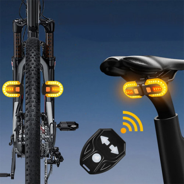 Велоліхтар стоп жовтий Li-Ion акумулятор із покажчиком поворотів ЗУ microUSB Box FY-1825