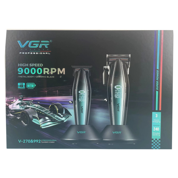 Комплект для стрижки 2 в 1 машинка та триммер VGR V-270&V-992 Green