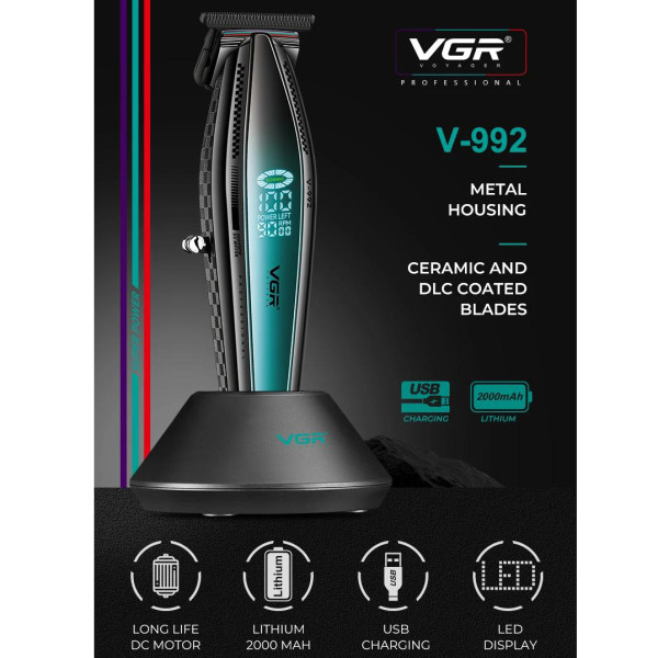 Комплект для стрижки 2 в 1 машинка та триммер VGR V-270&V-992 Green