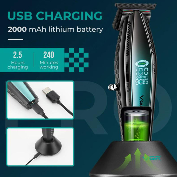 Комплект для стрижки 2 в 1 машинка та триммер VGR V-270&V-992 Green