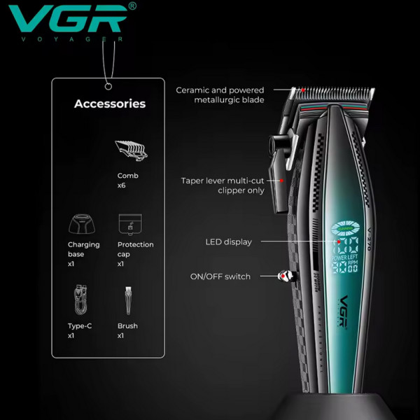 Комплект для стрижки 2 в 1 машинка та триммер VGR V-270&V-992 Green