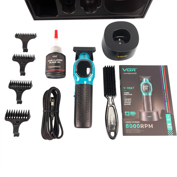 Тример акумуляторний 4 насадки LED дисплей зелений 8000 RPM VGR V-886T