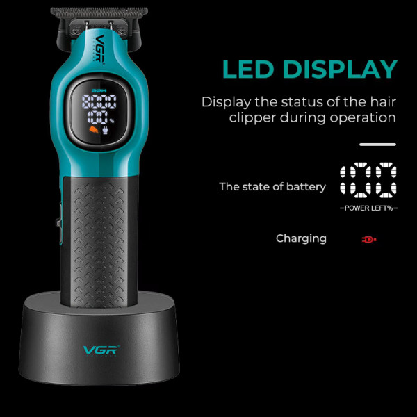 Тример акумуляторний 4 насадки LED дисплей зелений 8000 RPM VGR V-886T