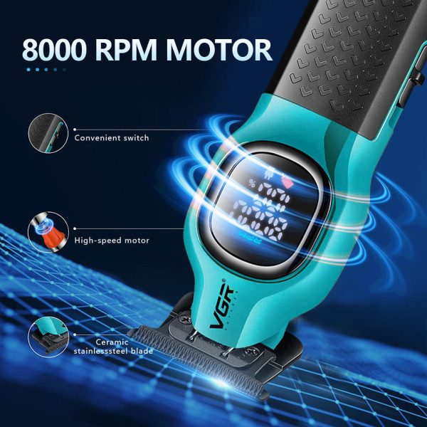 Тример акумуляторний 4 насадки LED дисплей зелений 8000 RPM VGR V-886T