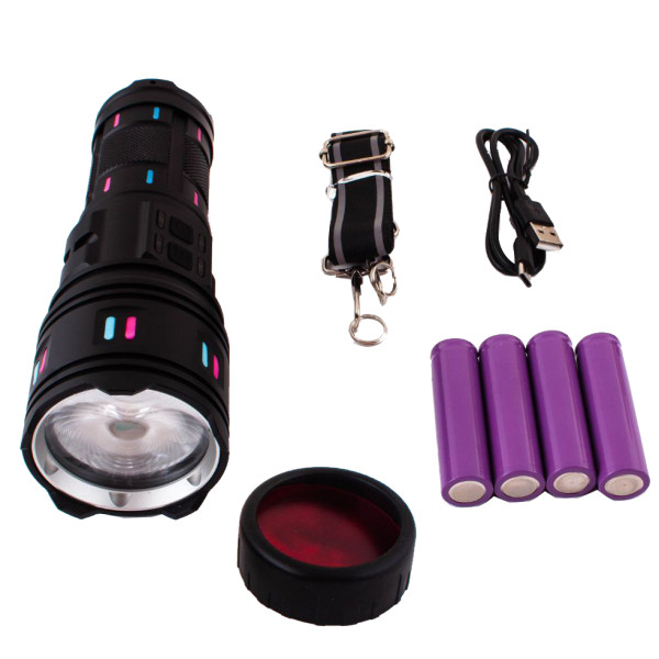 Ліхтар 4х18650 Power Bank Type-C білий лазер 5 фільтрів індикація заряду zoom NIGHT VISION AK177-1