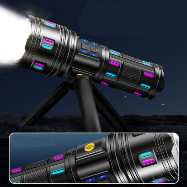 Ліхтар 4х18650 Power Bank Type-C білий лазер 5 фільтрів індикація заряду zoom NIGHT VISION AK177-1