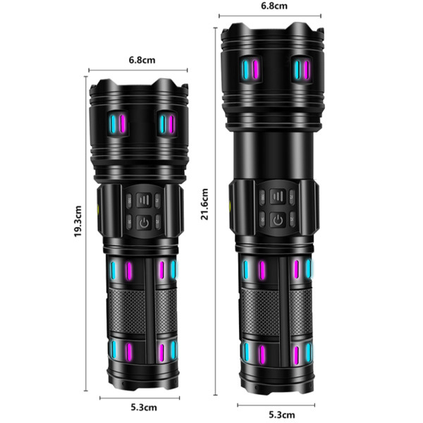 Ліхтар 4х18650 Power Bank Type-C білий лазер 5 фільтрів індикація заряду zoom NIGHT VISION AK177-1