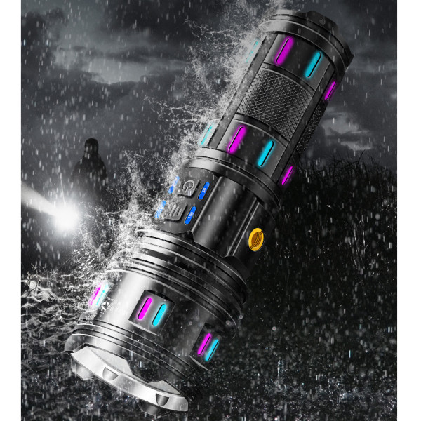 Ліхтар 4х18650 Power Bank Type-C білий лазер 5 фільтрів індикація заряду zoom NIGHT VISION AK177-1