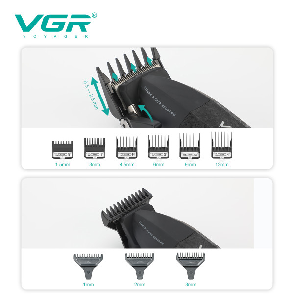 Комплект для стрижки 3 в 1 триммер машинка і шейвер VGR V-640 S3 Black