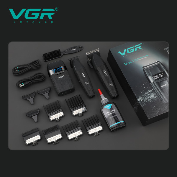 Комплект для стрижки 3 в 1 триммер машинка і шейвер VGR V-640 S3 Black