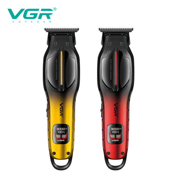 Тример акумуляторний 3 насадки LED дисплей золотистий 9000 RPM VGR V-226