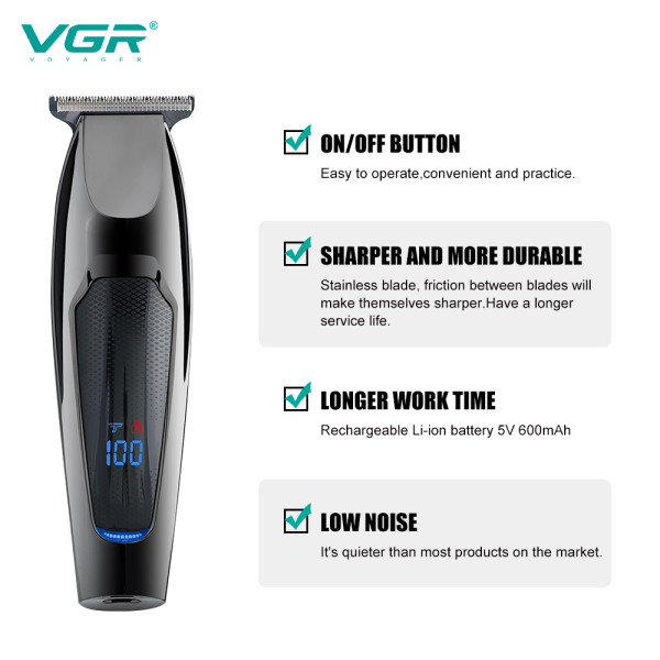 Тример акумуляторний 5 насадок LED дисплей VGR V-070